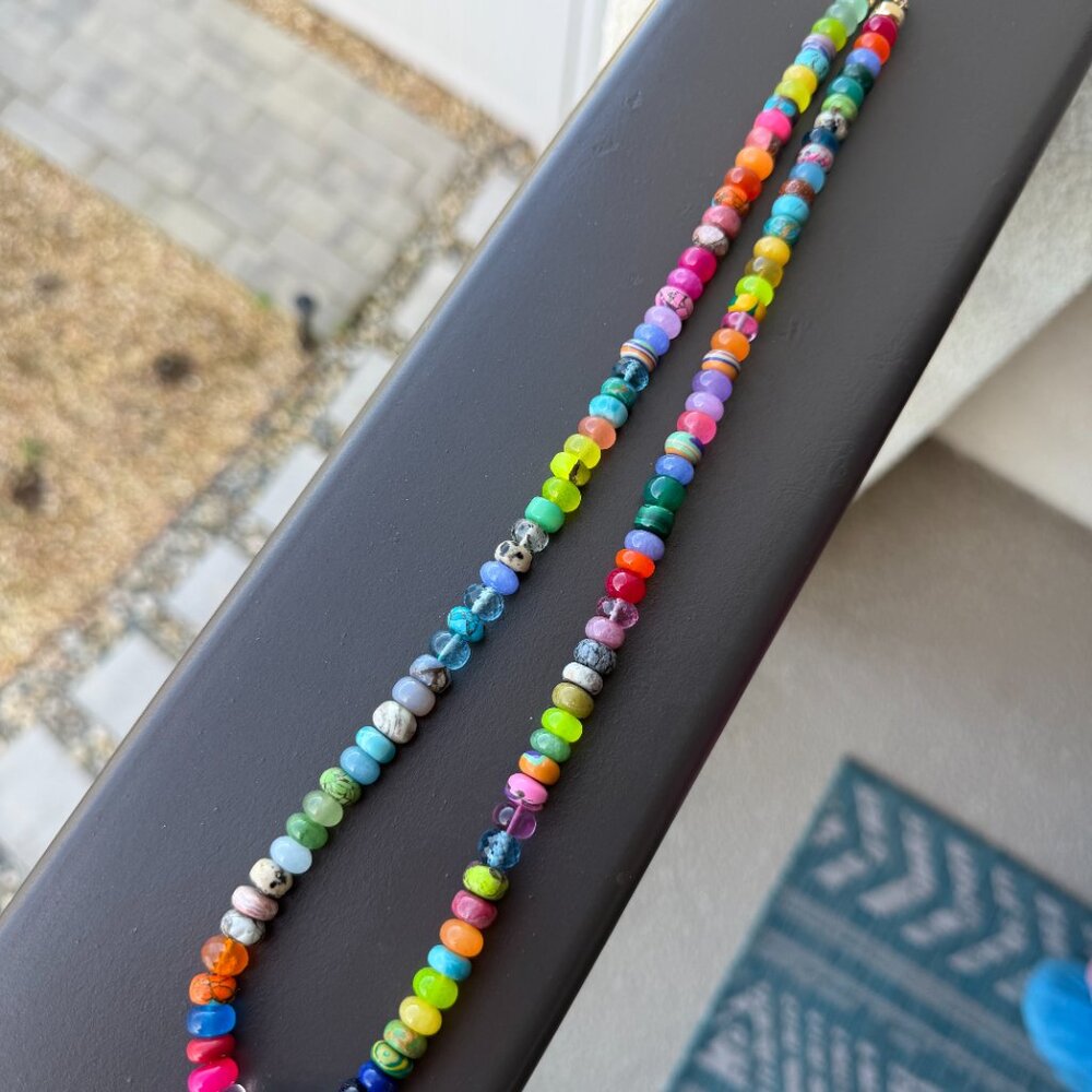 Stunning Lynn Rachel Rose Wild Peacock gemstone necklace with 14 K hardware, 23" - Picture 2 of 7